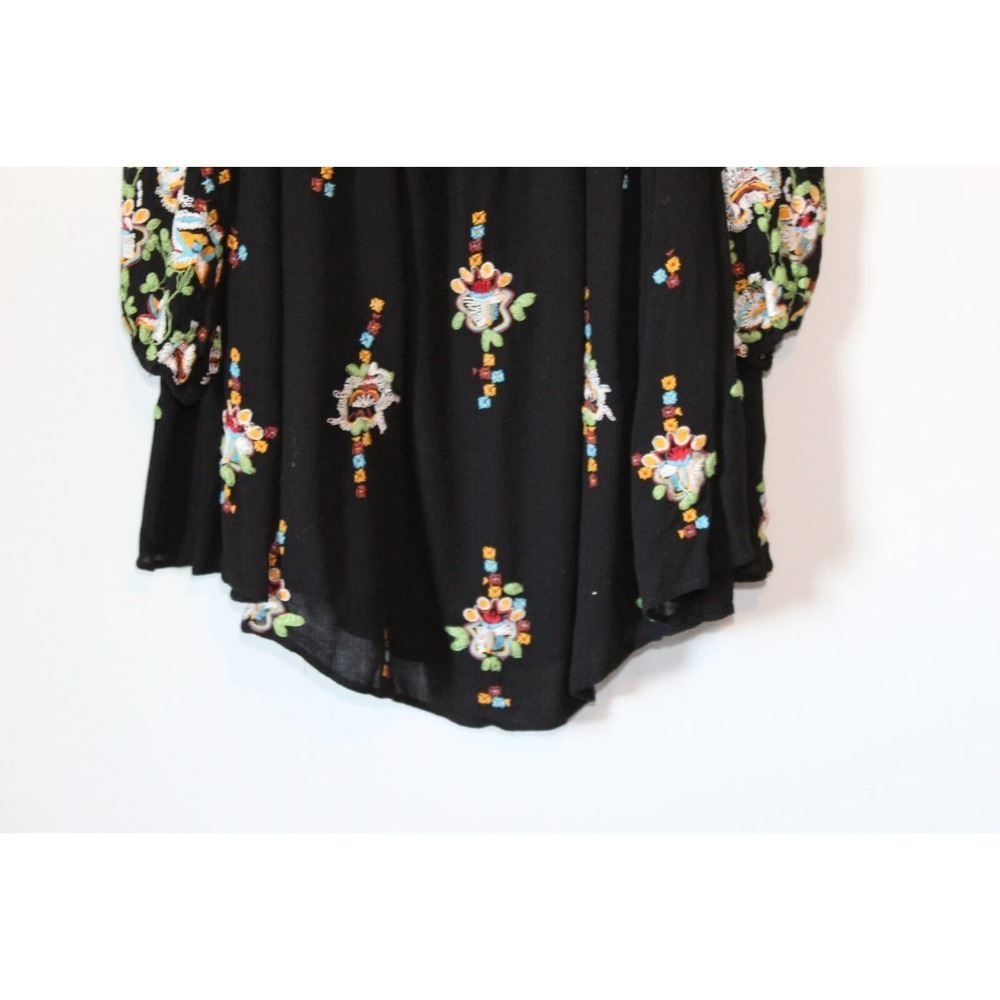 Free People Oxford Black Embroidered Swing Dress Gauzy Cutout Size Small H14117 - Picture 9 of 12